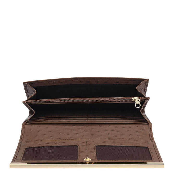 Ostrich Leather Ladies Wallet - Mocha