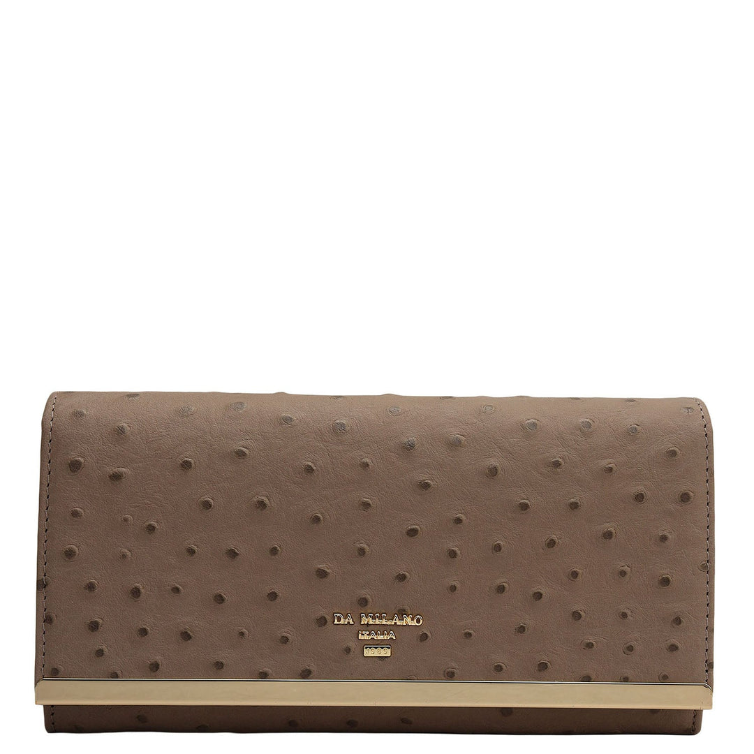 Ostrich Leather Ladies Wallet - Slate