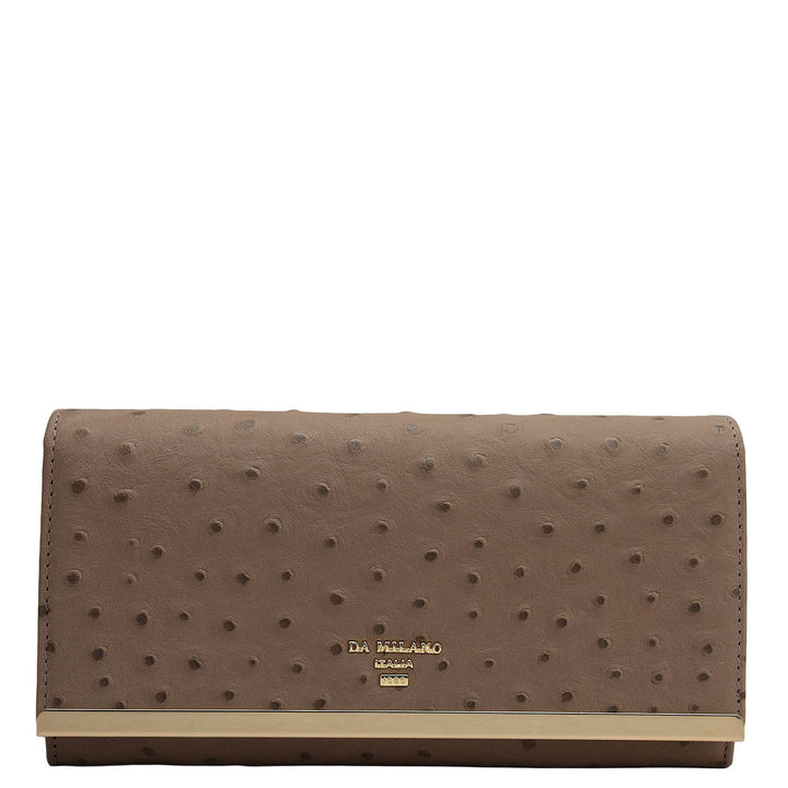 Ostrich Leather Ladies Wallet - Slate