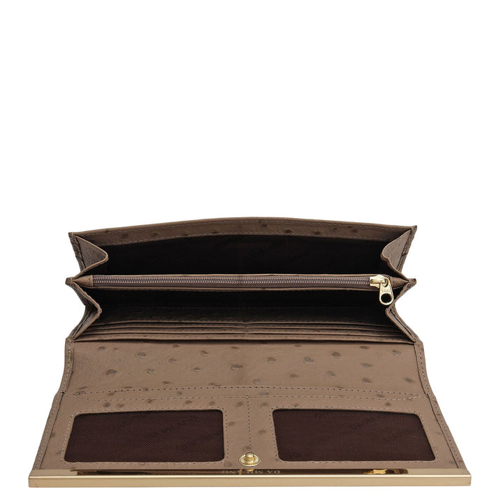 Ostrich Leather Ladies Wallet - Slate