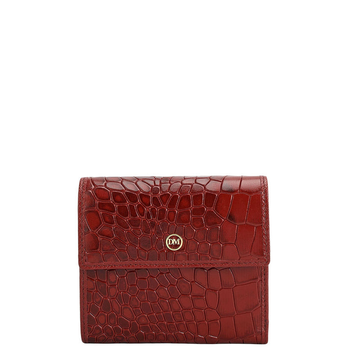 Croco Leather Ladies Wallet - Cherry