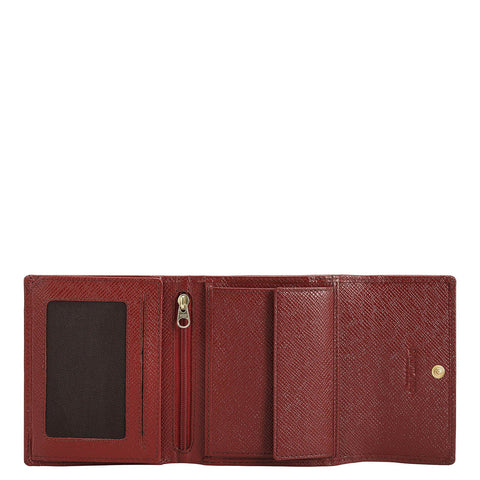 Croco Leather Ladies Wallet - Cherry
