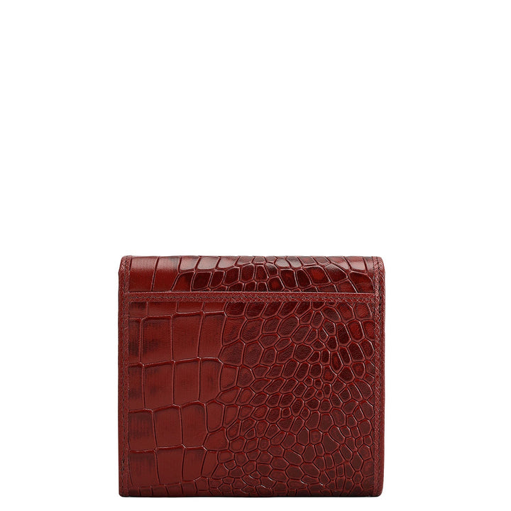 Croco Leather Ladies Wallet - Cherry