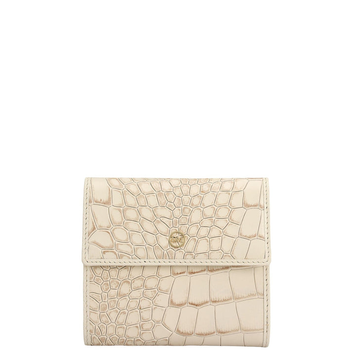 Croco Leather Ladies Wallet - Marshmallow