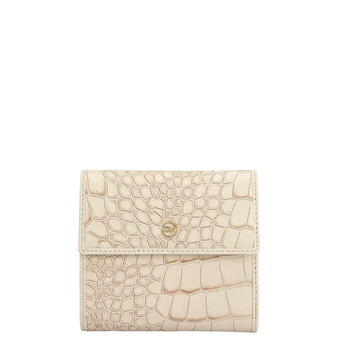 Croco Leather Ladies Wallet - Marshmallow
