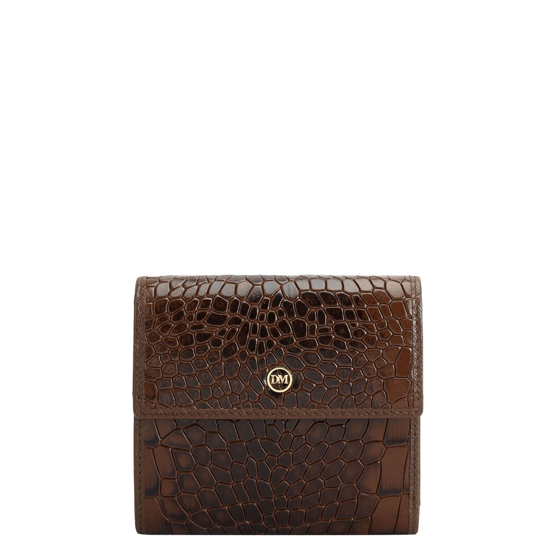 Croco Leather Ladies Wallet - Walnut