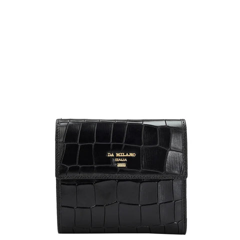 Croco Leather Ladies Wallet - Black