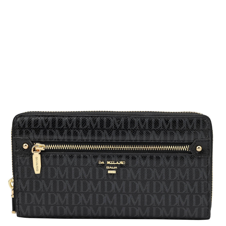 Monogram Leather Ladies Wallet - Black