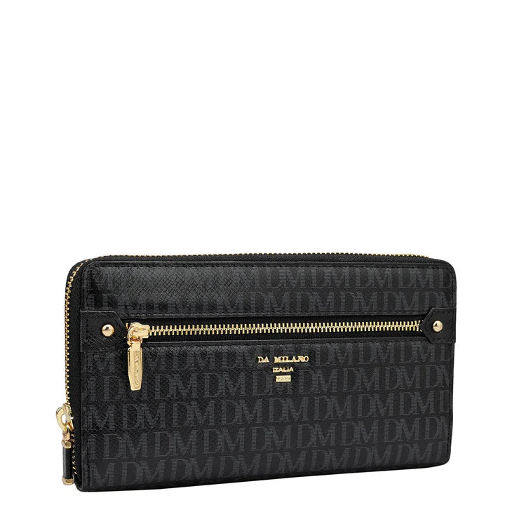 Monogram Leather Ladies Wallet - Black