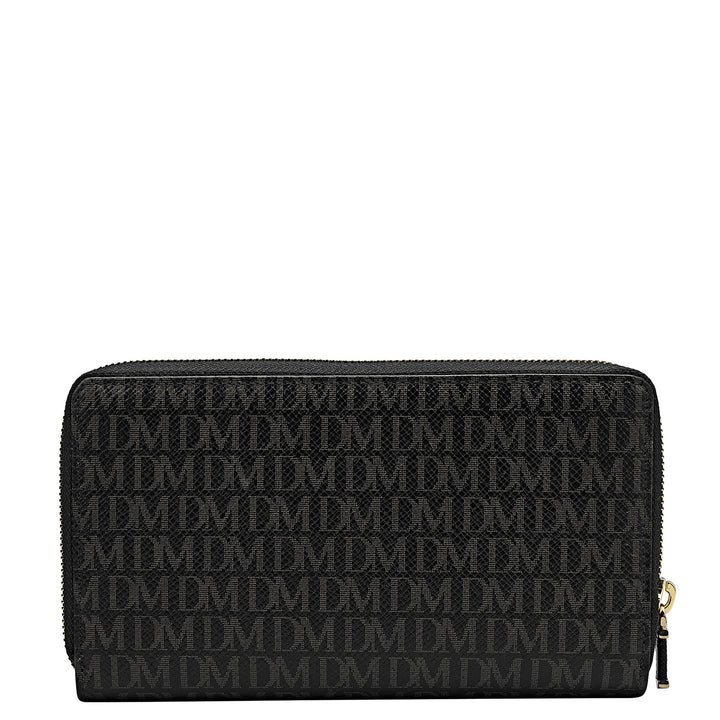 Monogram Leather Ladies Wallet - Black