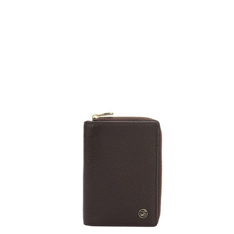 Da Milano Women's Leather Wallet - Wax Leather Ladies Wallet - Chocolate