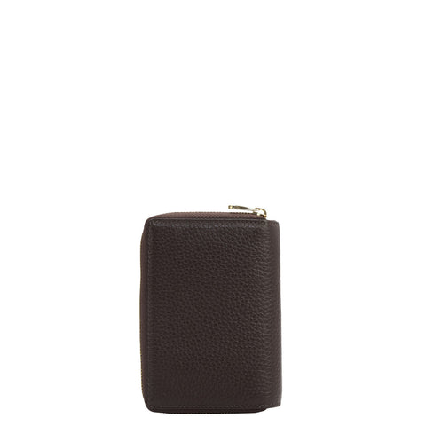 Da Milano Women's Leather Wallet - Wax Leather Ladies Wallet - Chocolate
