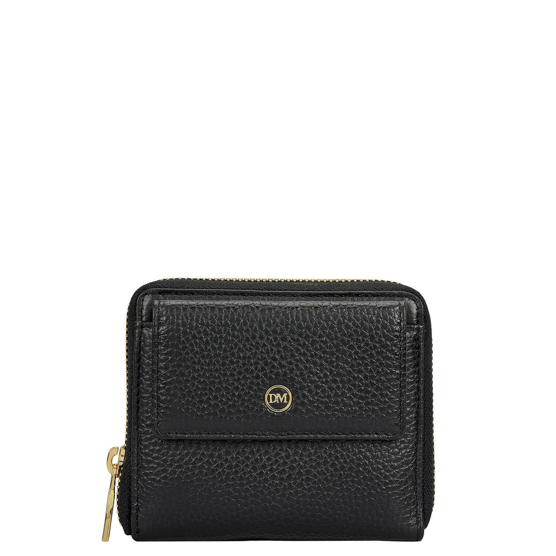 Wax Leather Ladies Wallet - Black