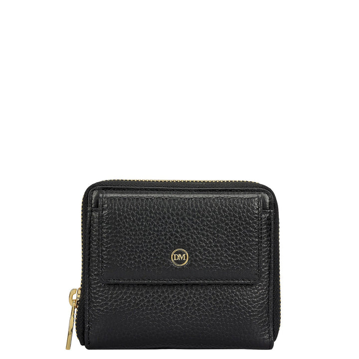 Wax Leather Ladies Wallet - Black