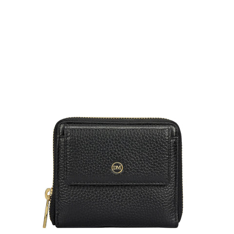 Wax Leather Ladies Wallet - Black