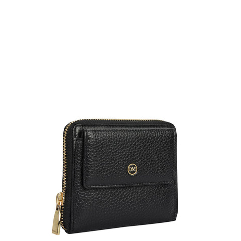 Wax Leather Ladies Wallet - Black
