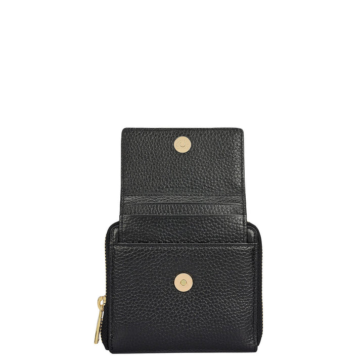 Wax Leather Ladies Wallet - Black
