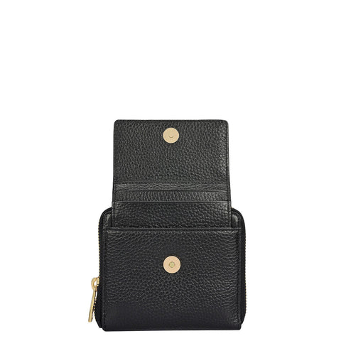 Wax Leather Ladies Wallet - Black