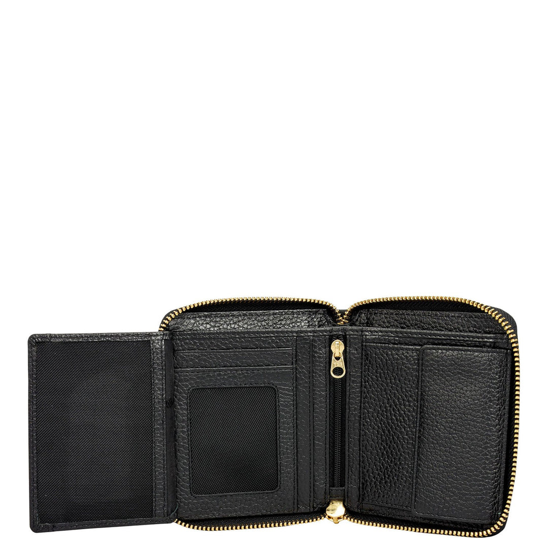 Wax Leather Ladies Wallet - Black