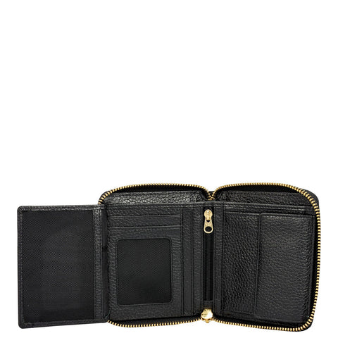 Wax Leather Ladies Wallet - Black