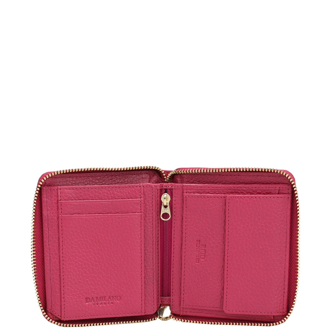 Wax Leather Ladies Wallet - Majenta