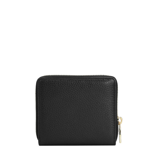 Da Milano Women's Leather Wallet - Wax Leather Ladies Wallet - Black