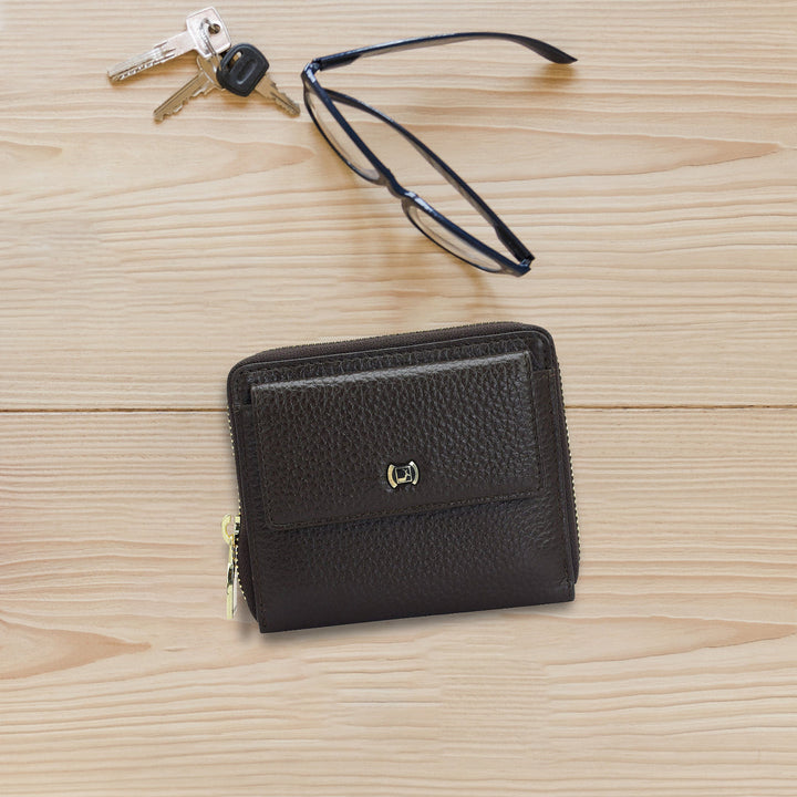 Wax Leather Ladies Wallet - Chocolate