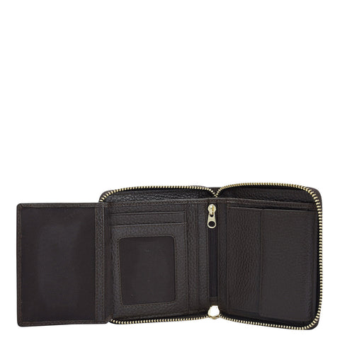 Da Milano Women's Leather Wallet - Wax Leather Ladies Wallet - Chocolate