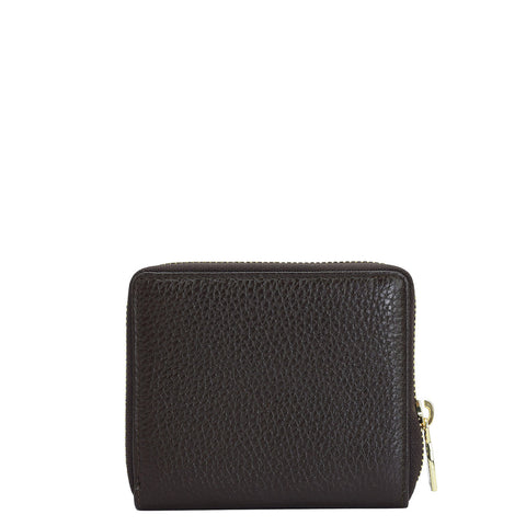 Da Milano Women's Leather Wallet - Wax Leather Ladies Wallet - Chocolate