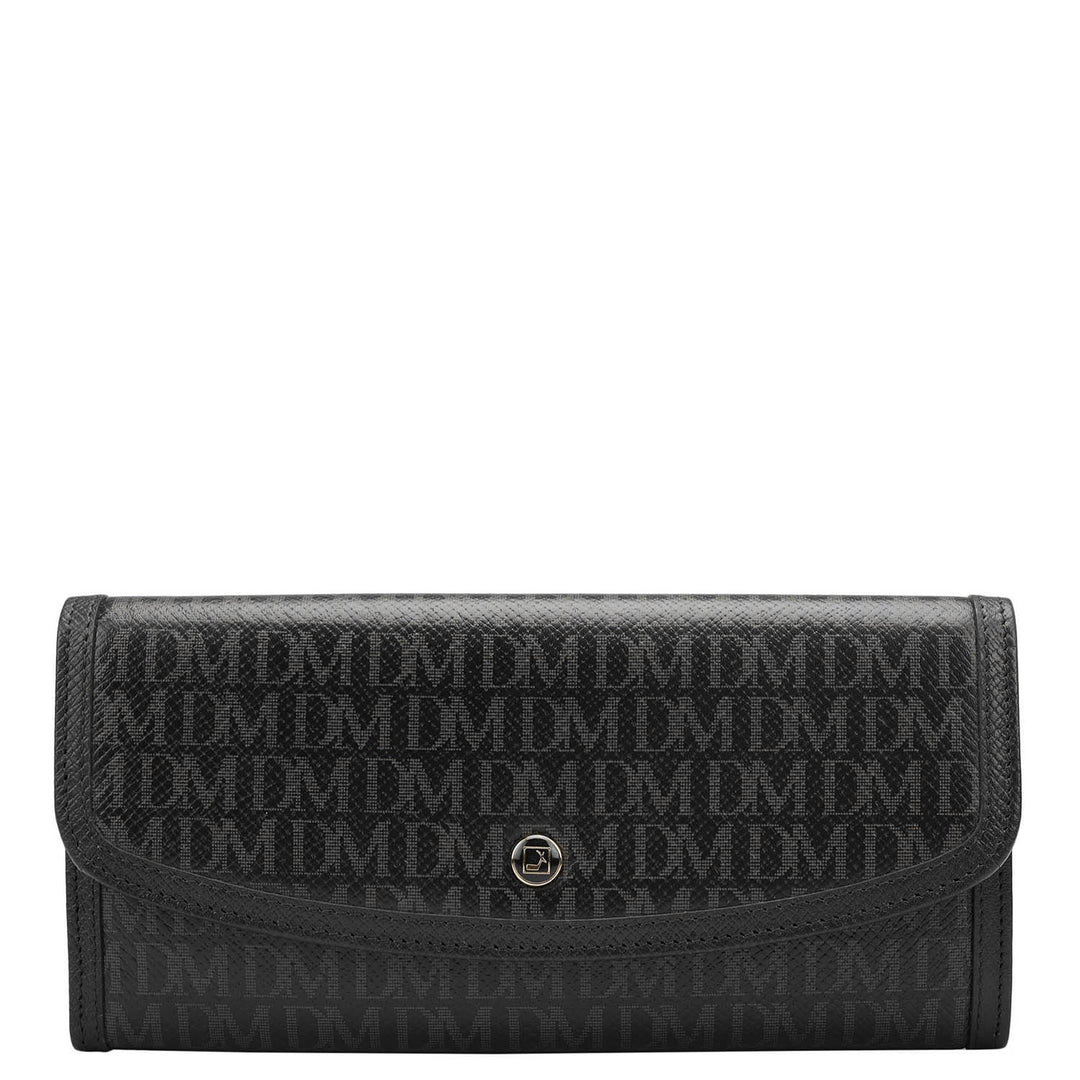 Monogram Leather Ladies Wallet - Black