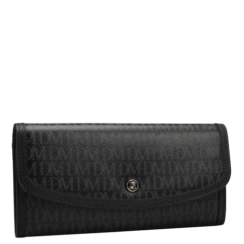 Monogram Leather Ladies Wallet - Black