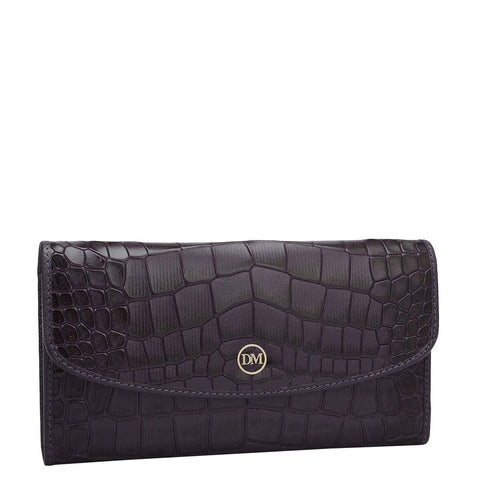 Croco Leather Ladies Wallet - Grapevine