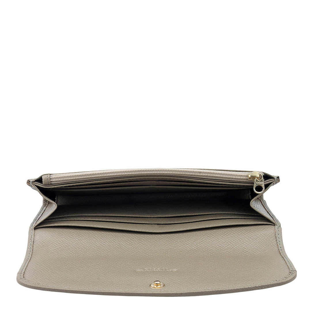Croco Leather Ladies Wallet - Stone Grey