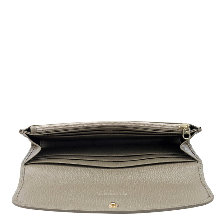 Croco Leather Ladies Wallet - Stone Grey
