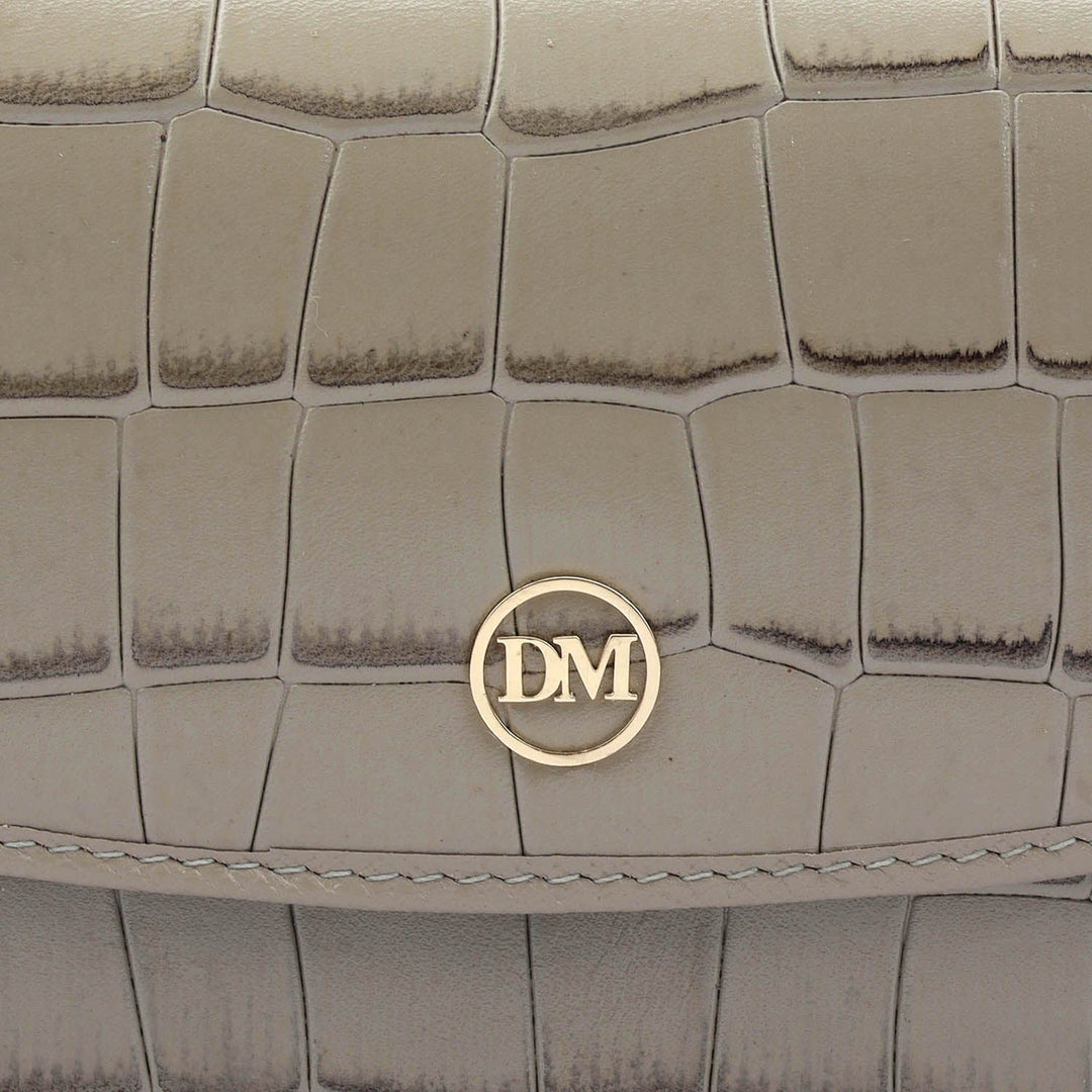 Croco Leather Ladies Wallet - Stone Grey