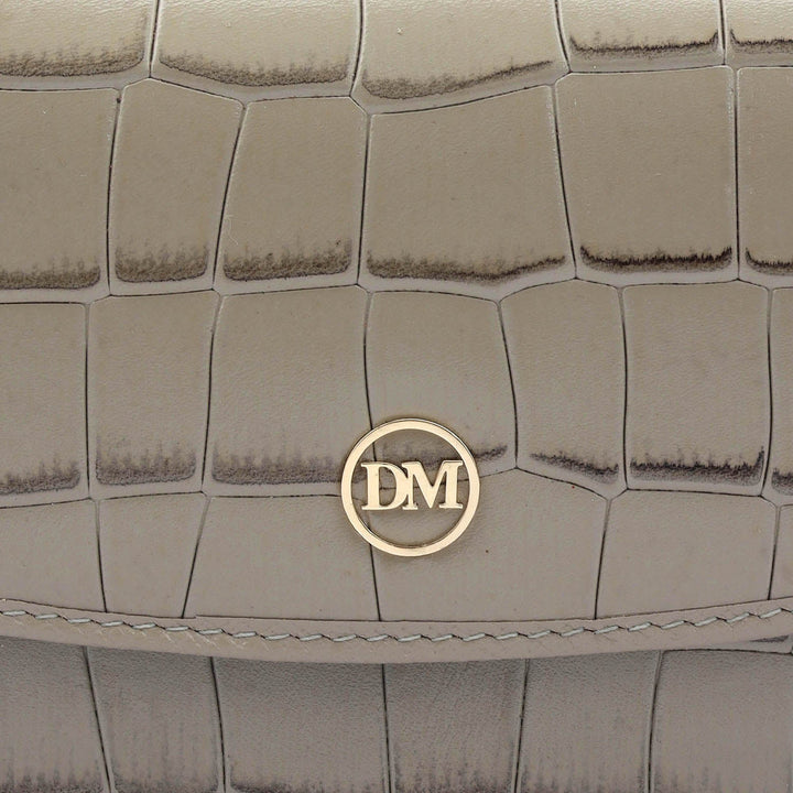 Croco Leather Ladies Wallet - Stone Grey