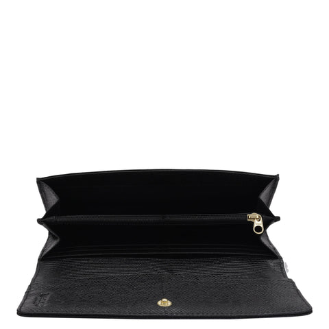 Da Milano Women's Leather Wallet - Franzy Leather Ladies Wallet - Black