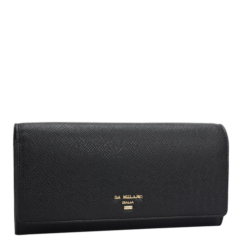 Da Milano Women's Leather Wallet - Franzy Leather Ladies Wallet - Black