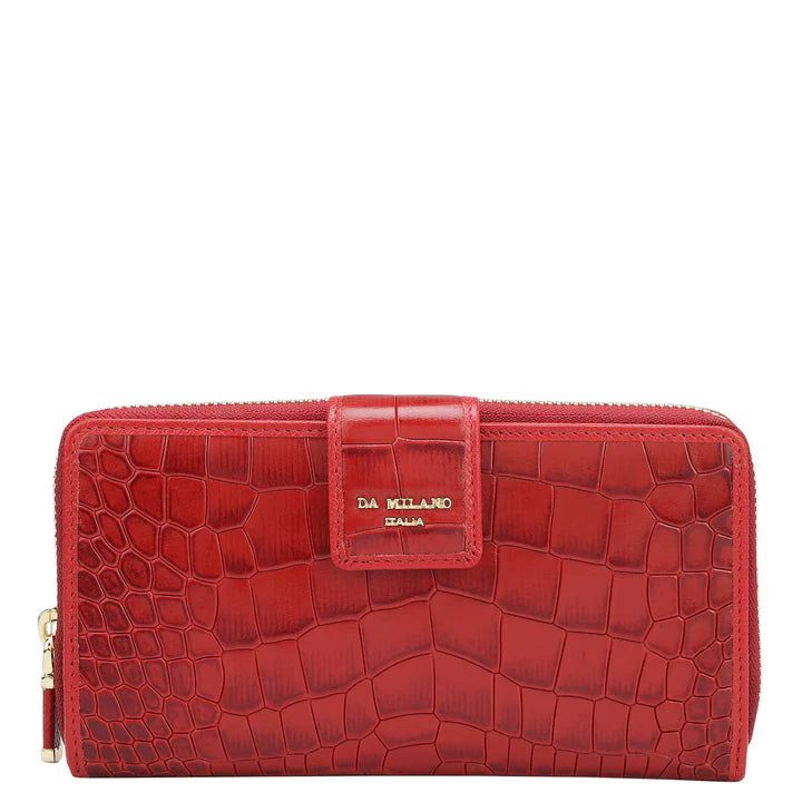 Croco Leather Ladies Wallet - Red