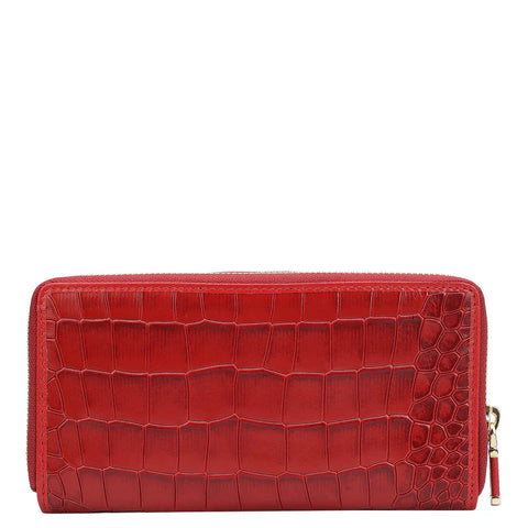 Croco Leather Ladies Wallet - Red