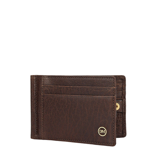 Elephant Pattern Leather Money Clip - Brown