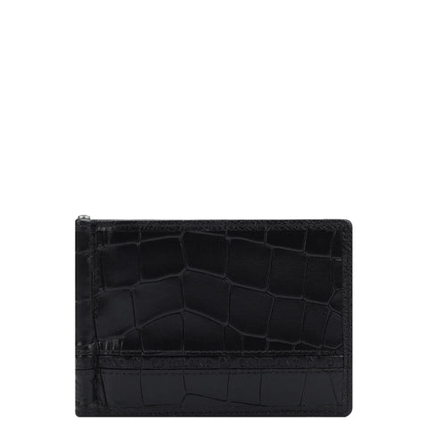 Croco Leather Money Clip - Black