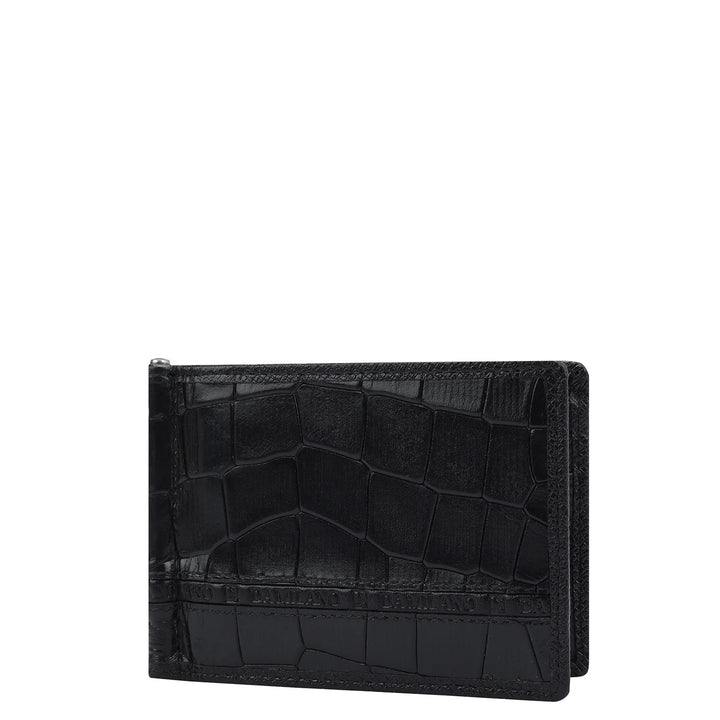 Croco Leather Money Clip - Black