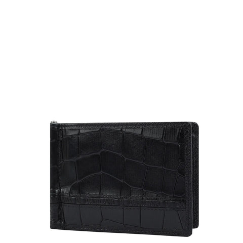 Croco Leather Money Clip - Black