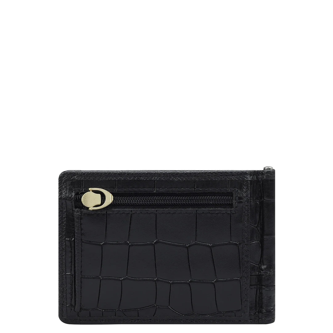 Croco Leather Money Clip - Black