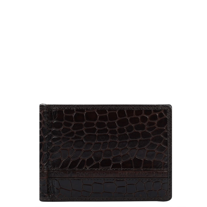 Croco Leather Money Clip - Brown