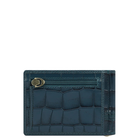 Croco Leather Money Clip - Ocean