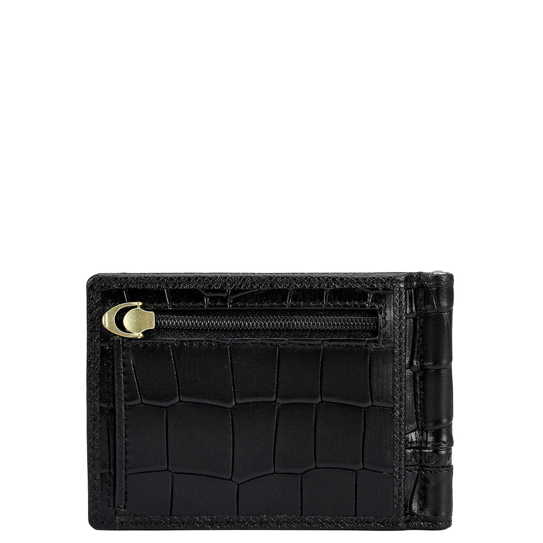 Croco Leather Money Clip - Black