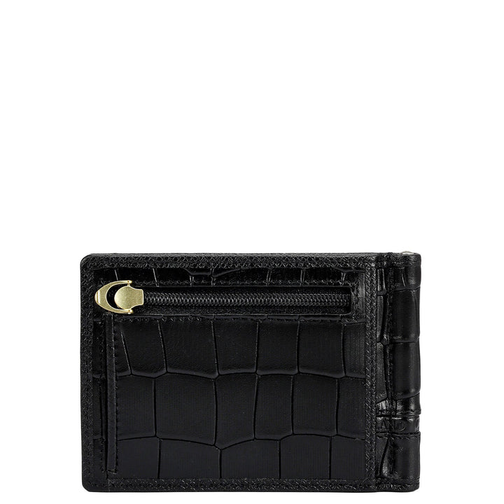 Croco Leather Money Clip - Black