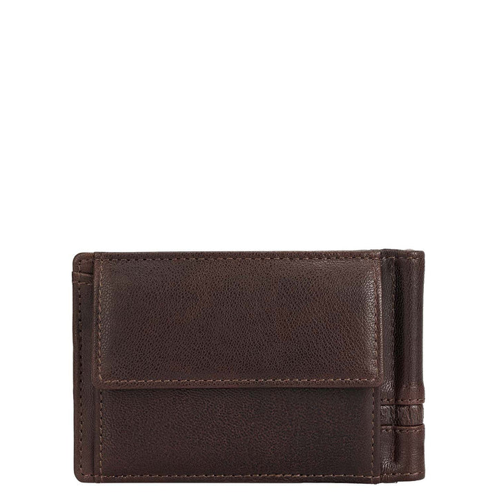 Elephant Pattern Leather Money Clip - Brown